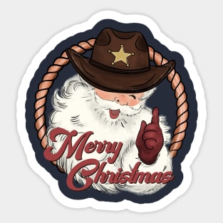 Funny Santa Western Cowboy Howdy Christmas Sticker